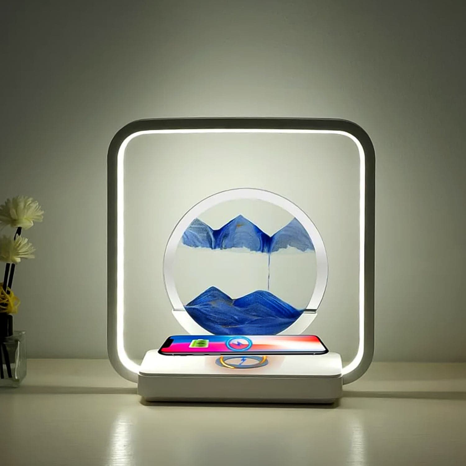 13477 3D Wireless Charging LED Light USB Quicksand Painting Lamp for Bedroom thumbnail 3