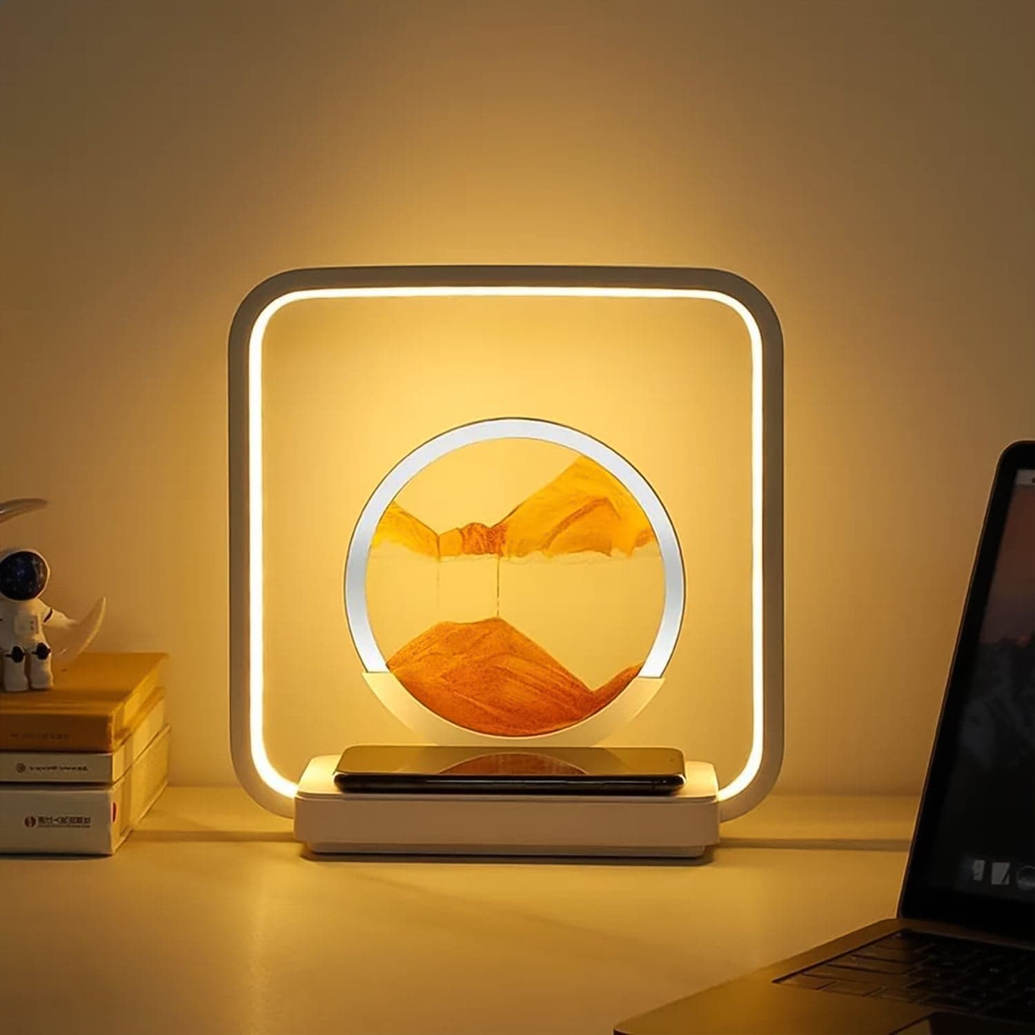 13477 3D Wireless Charging LED Light USB Quicksand Painting Lamp for Bedroom thumbnail 4