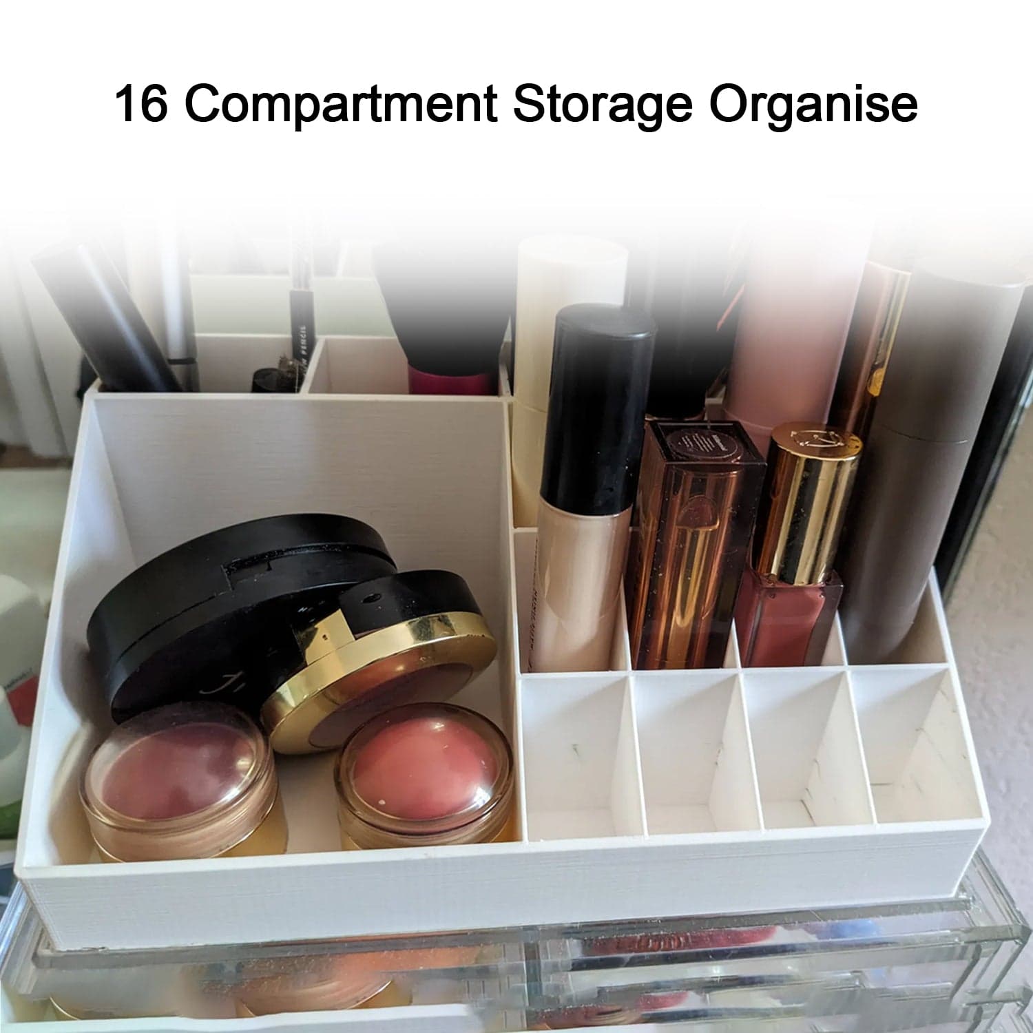 Makeup Organiser Cosmetic Makeup Lipstick Storage Box with Drawer Plastic Case Holder Skin Care Products (1 Pc) thumbnail 3