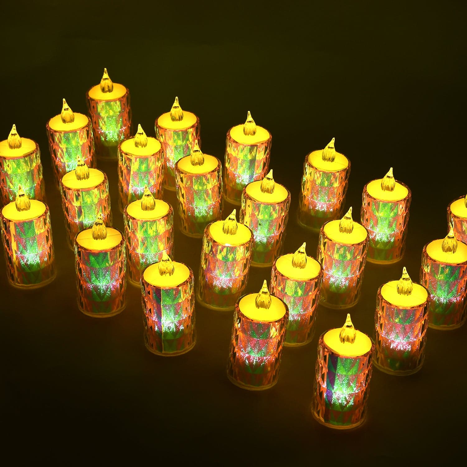 24 Pc Flameless and Smokeless Decorative Melting Candles LED Tea Light, Diwali thumbnail 3