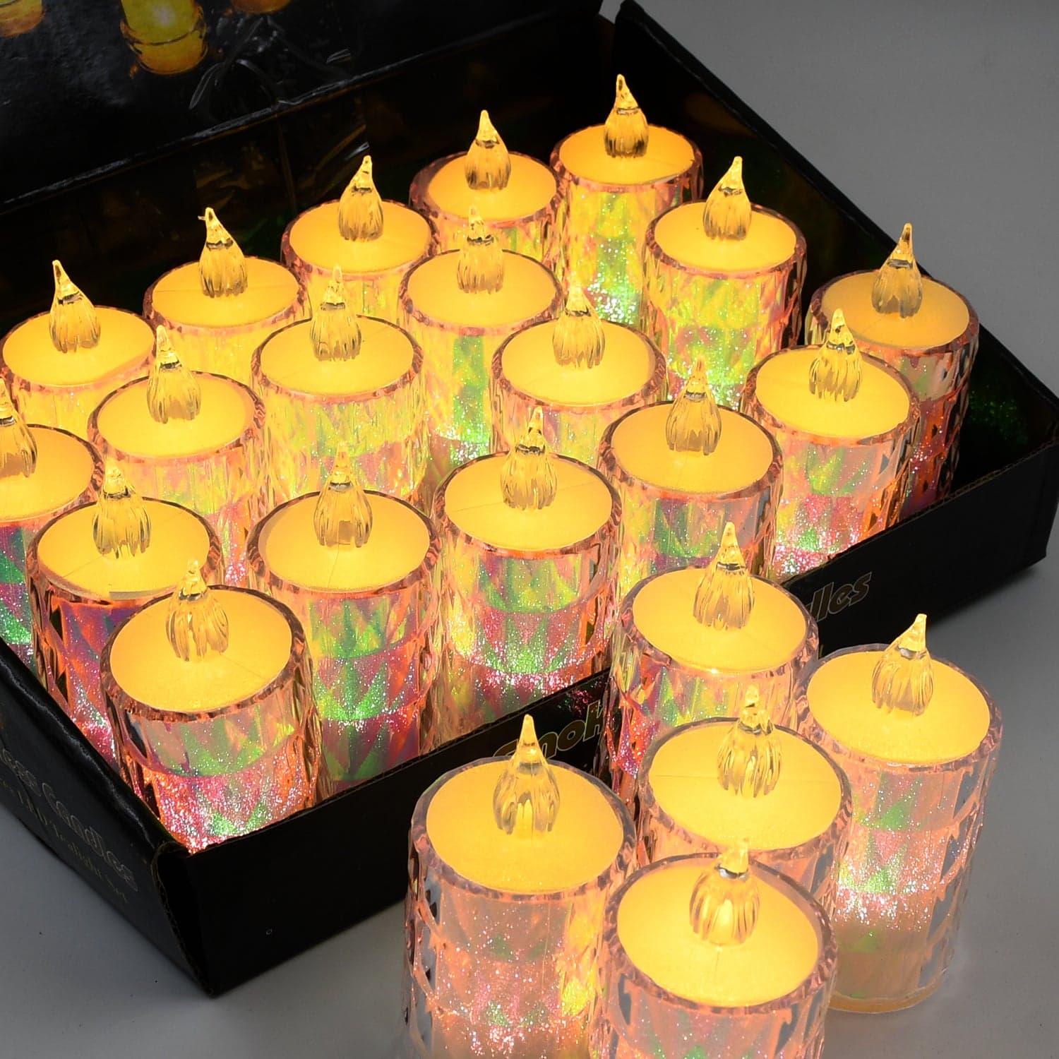 24 Pc Flameless and Smokeless Decorative Melting Candles LED Tea Light, Diwali thumbnail 6