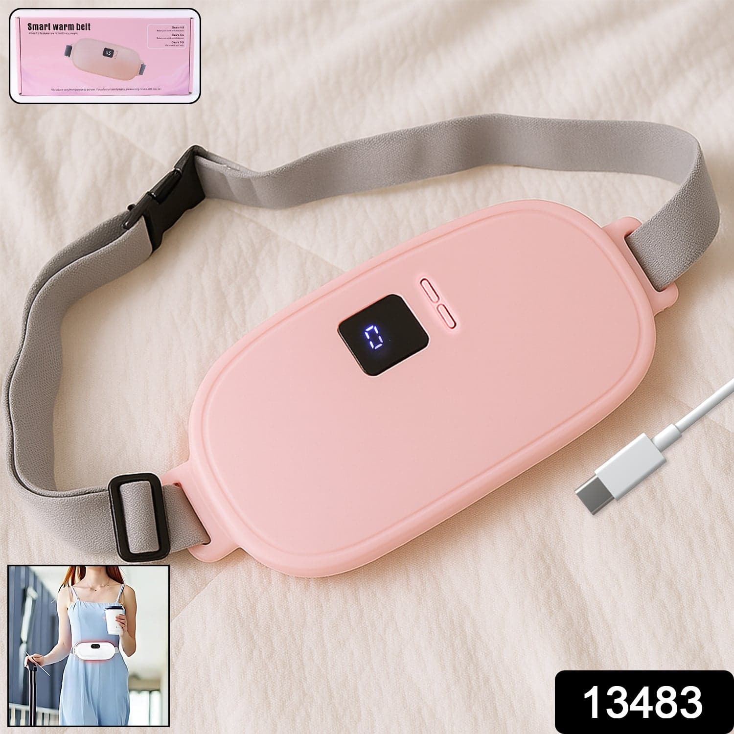 Rechargeable Smart Warm Palace Belt, Period Massager (1 Pc) thumbnail 2