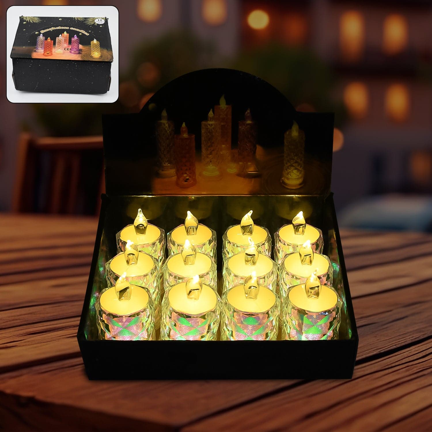 Festive Lighting for Any Occasion: 12 Pack LED Tealight Candles, Diwali thumbnail 1