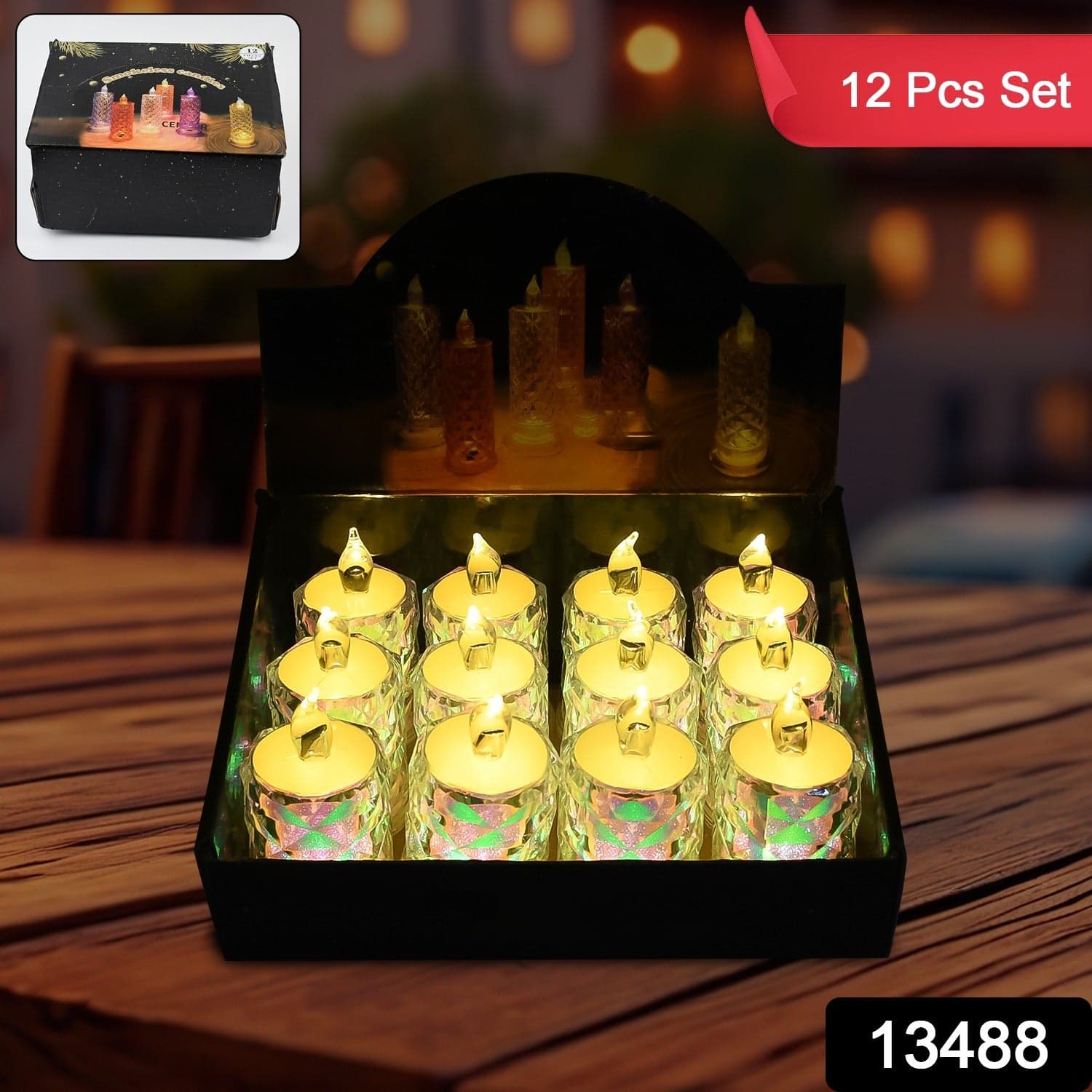 Festive Lighting for Any Occasion: 12 Pack LED Tealight Candles, Diwali thumbnail 2