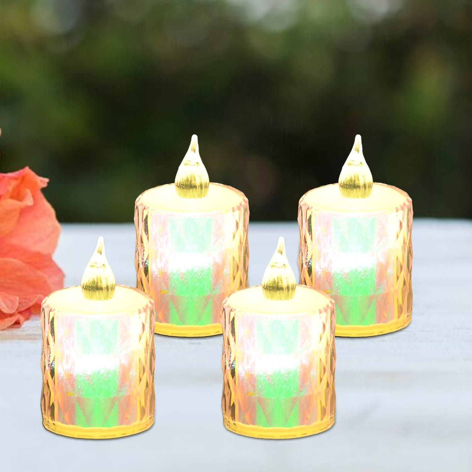 4 Pc Flameless and Smokeless Decorative Melting Candles LED Tea Light, Diwali thumbnail 1