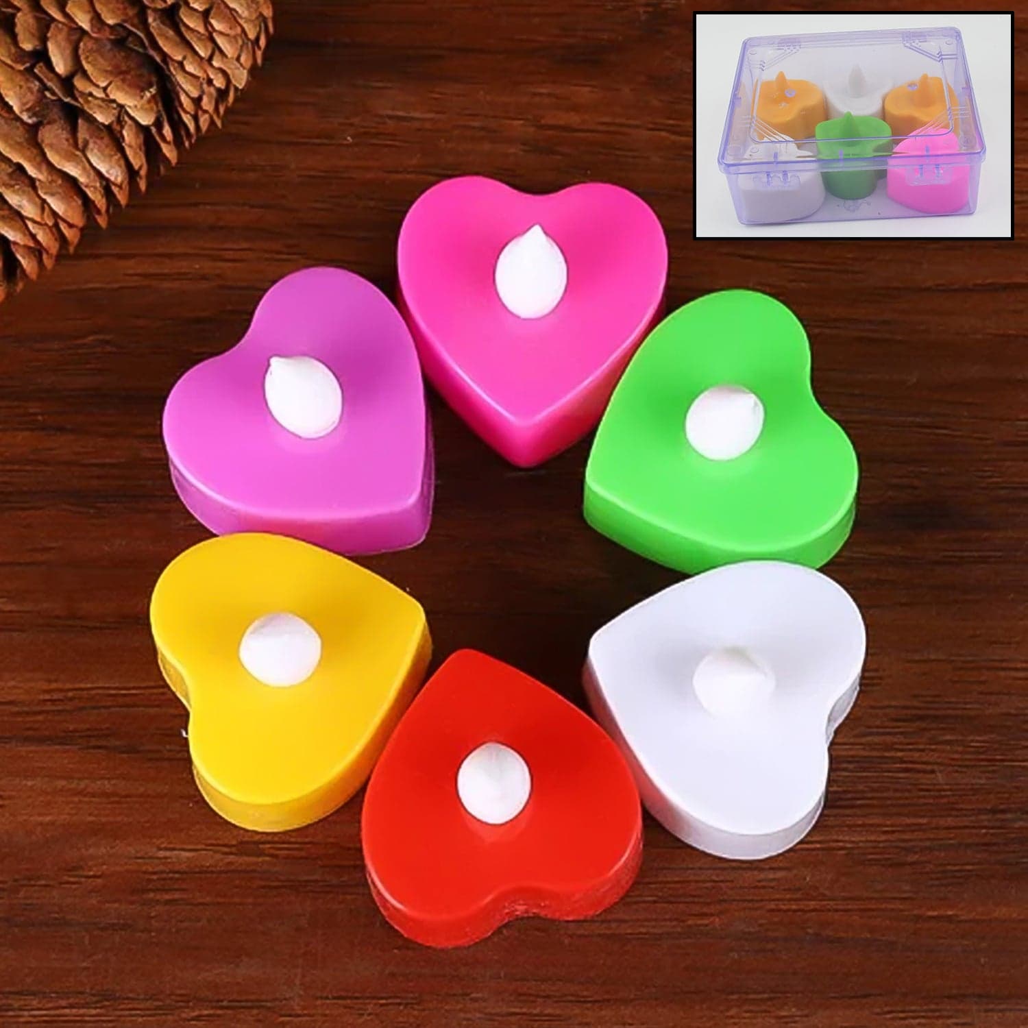 LED Tealights, Smokeless Plastic Decorative Candles, Diwali (Pack Of 6 / Multicolor) thumbnail 1