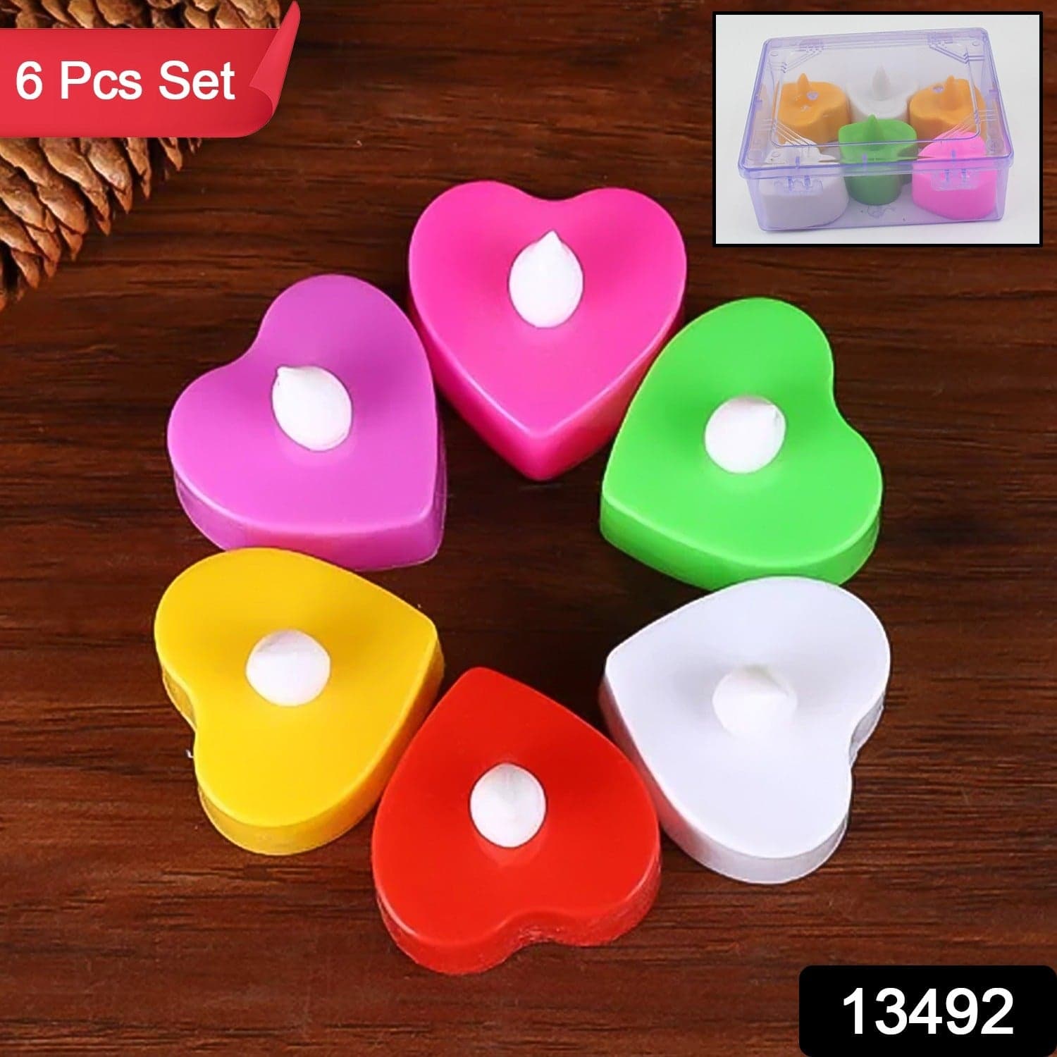 LED Tealights, Smokeless Plastic Decorative Candles, Diwali (Pack Of 6 / Multicolor) thumbnail 2