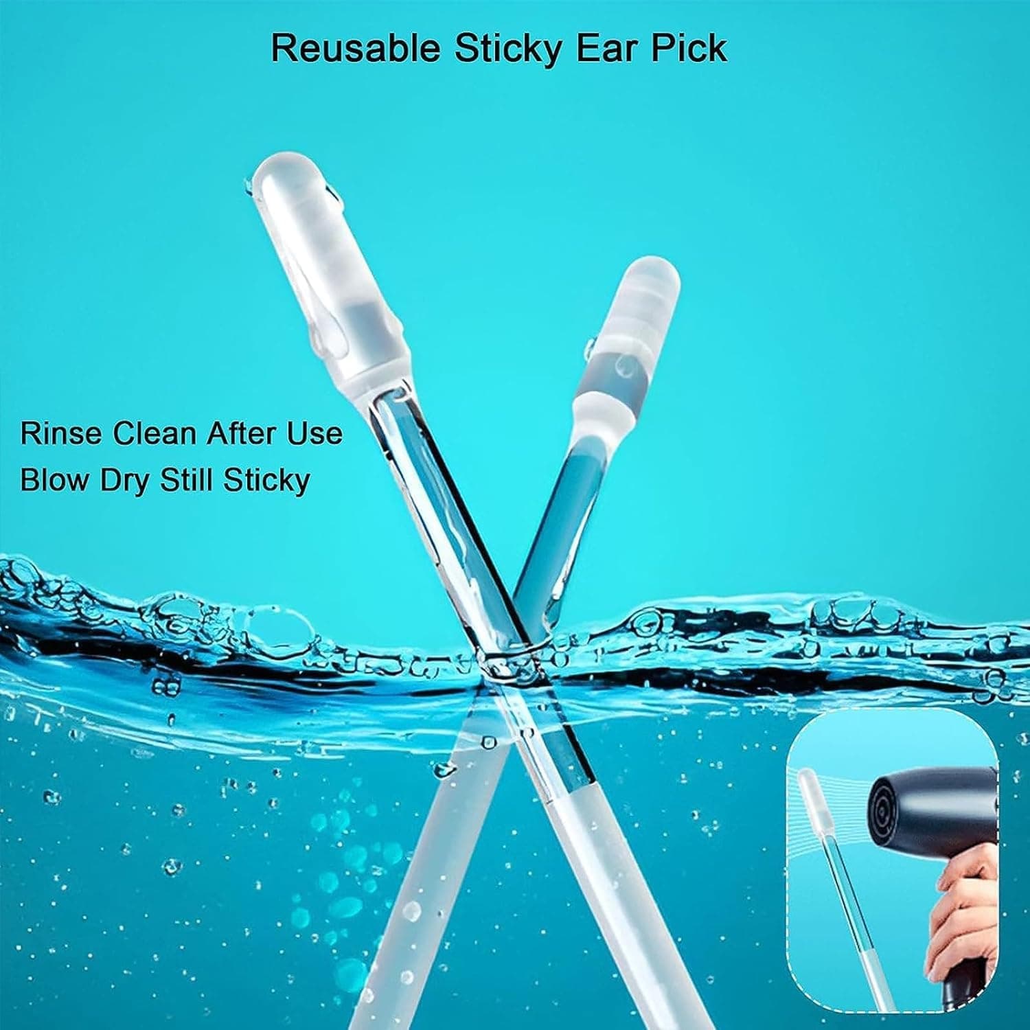 Ear wax Cleaner Stick Silicone Reusable Sticky Ear wax Removal Kit (12 Pcs Set) thumbnail 9
