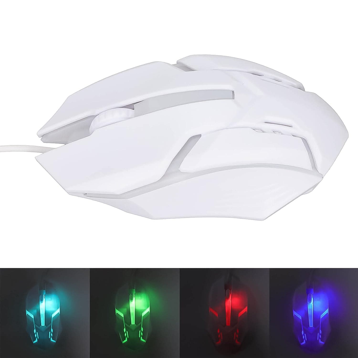 USB Wired Mouse, Gaming Mouse Colorful / Lighting Luminous (1 Pc / Wihte) thumbnail 5