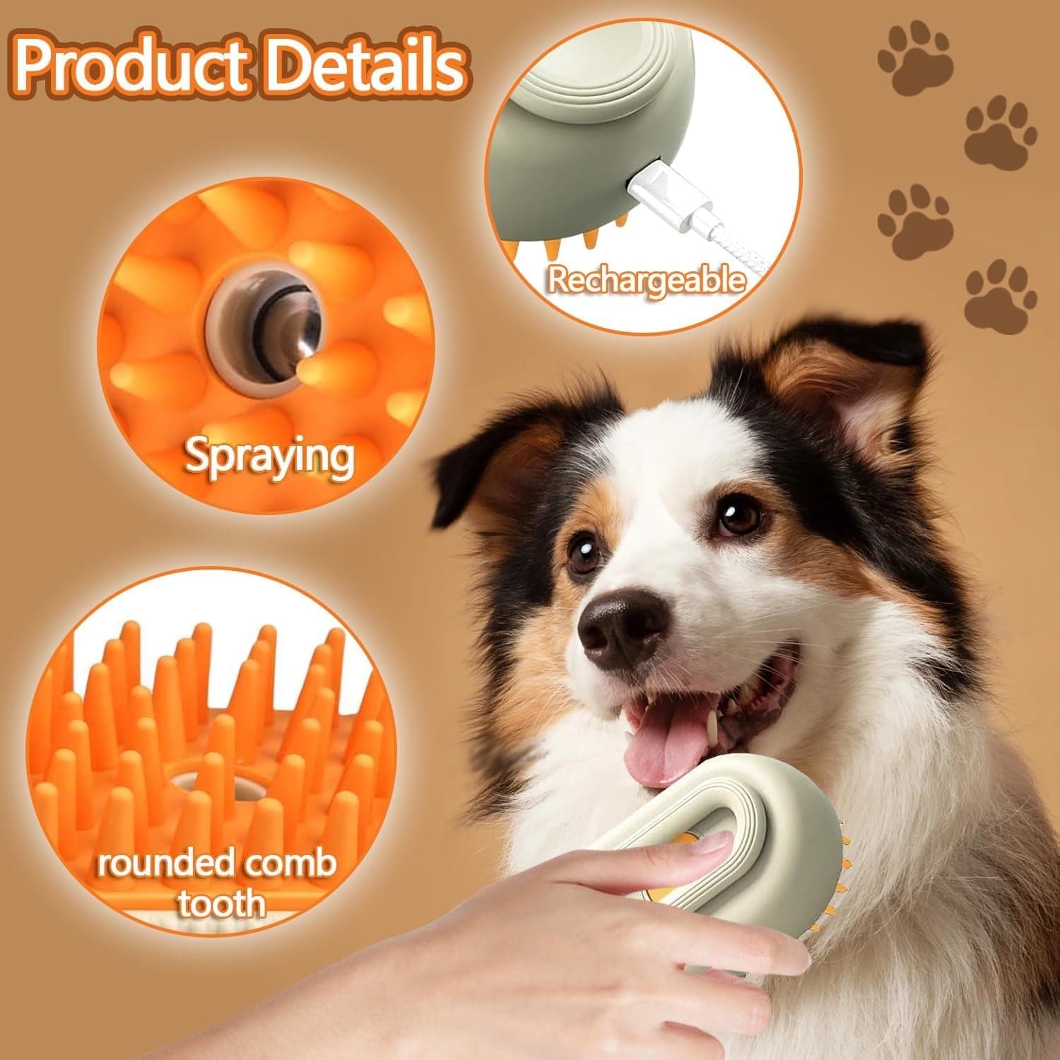 Electric Spray Handle Massage Brush, Hair Removal Brush Steam (1 Pc) thumbnail 8