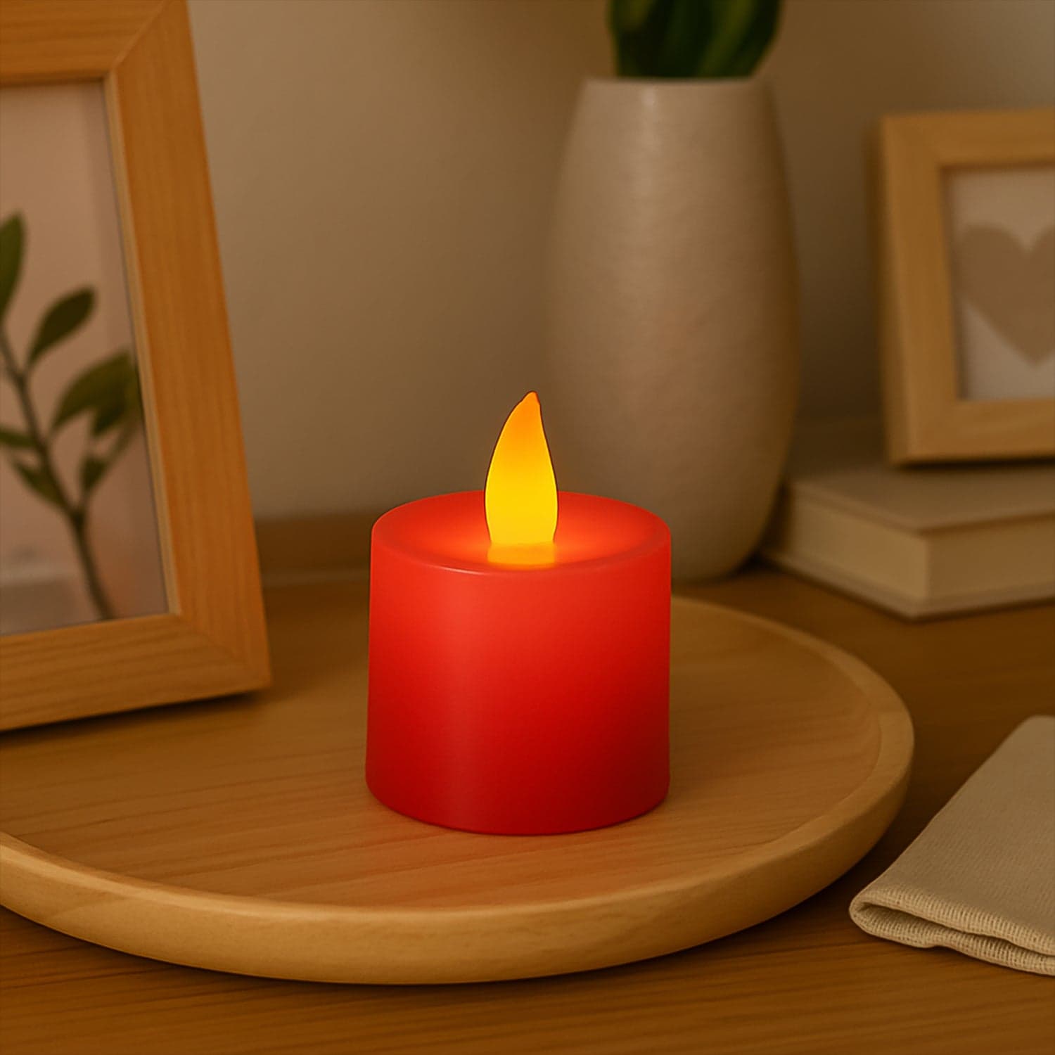 Electrical Candles Diya LED Tea Light, Diwali(1 Pc / Red) thumbnail 1