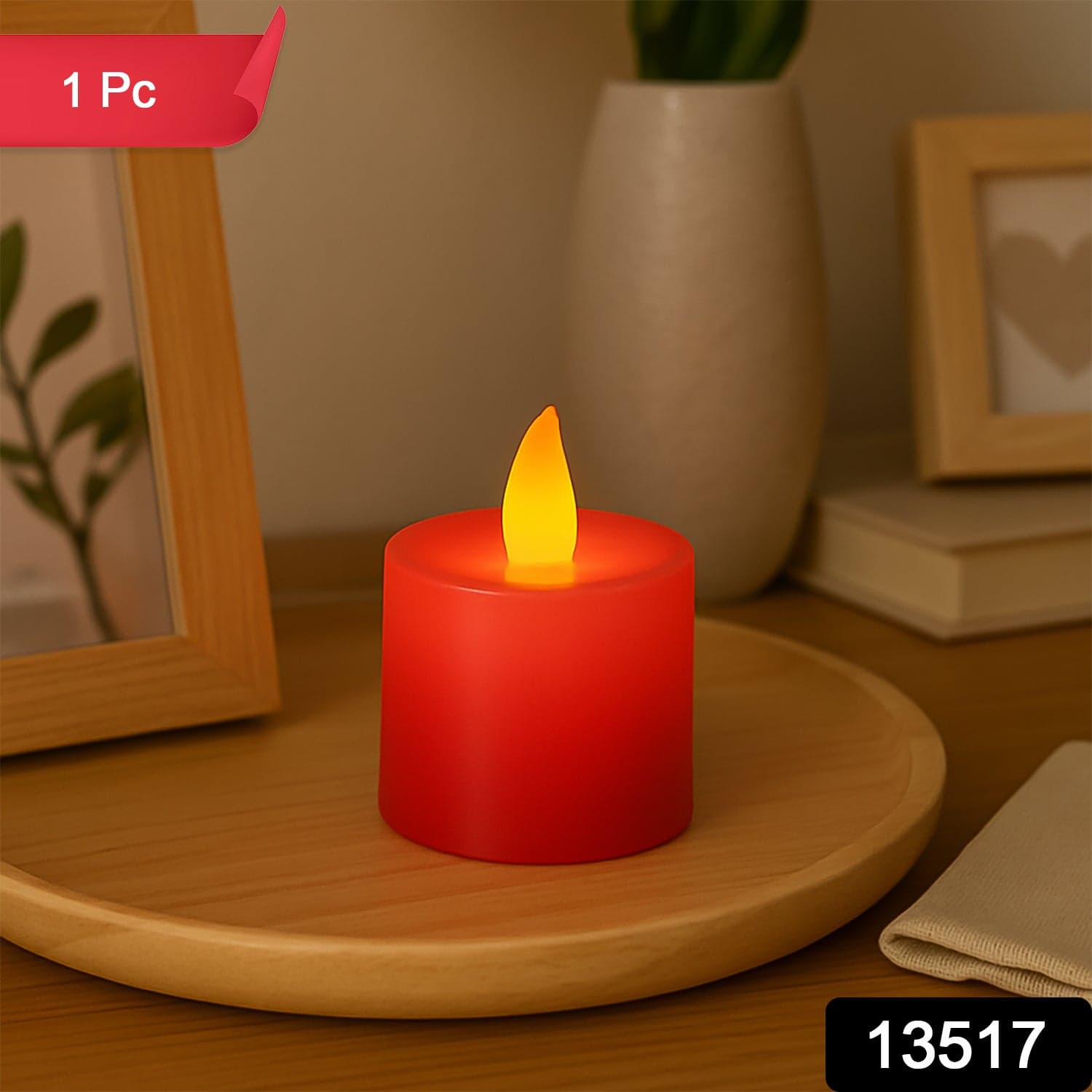 Electrical Candles Diya LED Tea Light, Diwali(1 Pc / Red) thumbnail 2