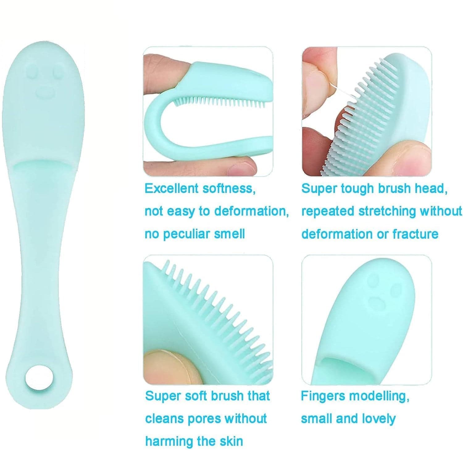Silicone Makeup Cleaning Tool, Finger Wash Face Scrubber Facial Cleansing Brush (1 Pc / Mix Color) thumbnail 6