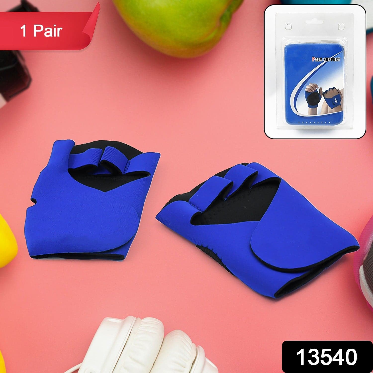 Palm Support Gloves Half Finger Gym Exercise Training Gloves Outdoor (1 Pair / / With Card Packing) thumbnail 2