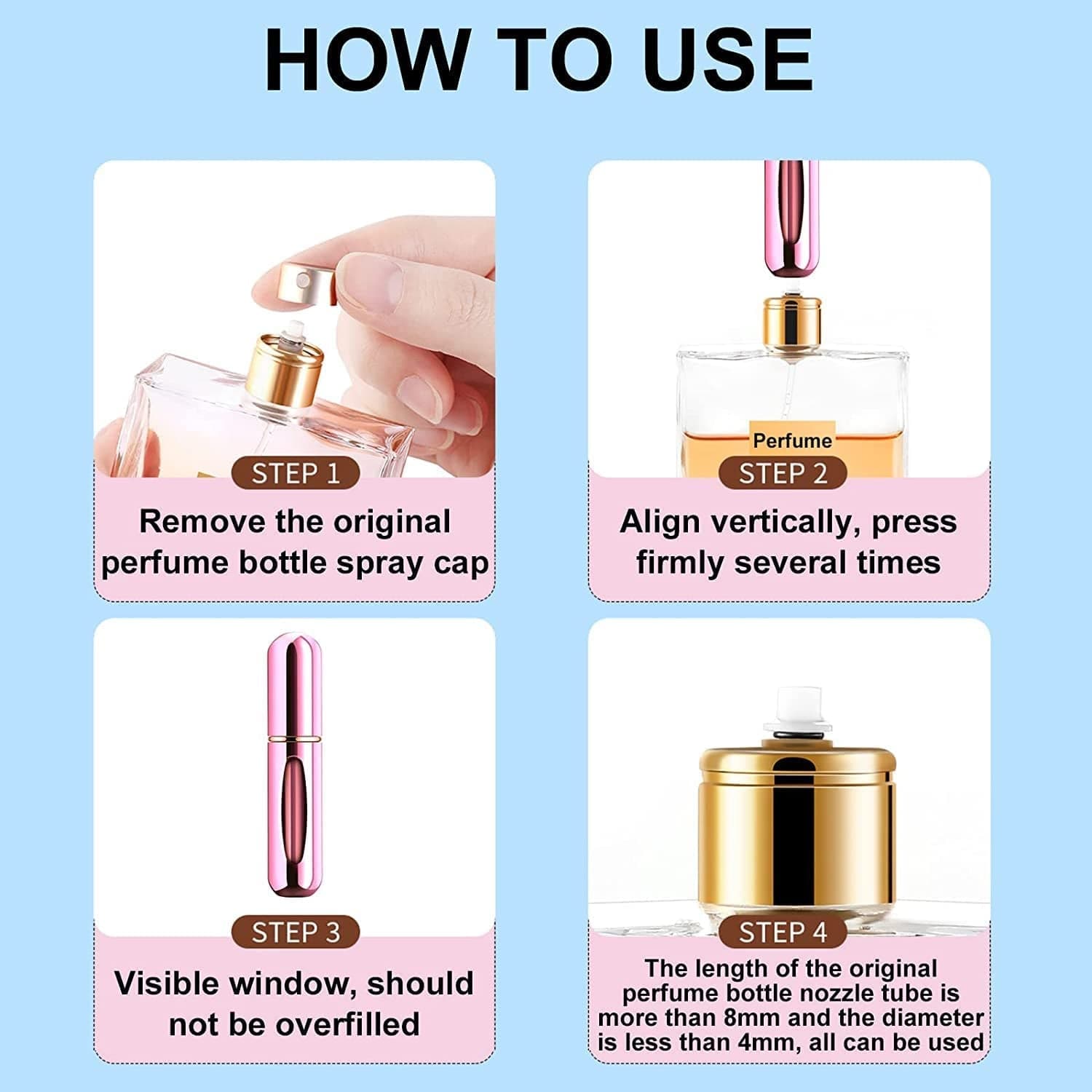 Mini Portable Perfume Empty Spray Bottle (1 Pc / Mix Color) thumbnail 4