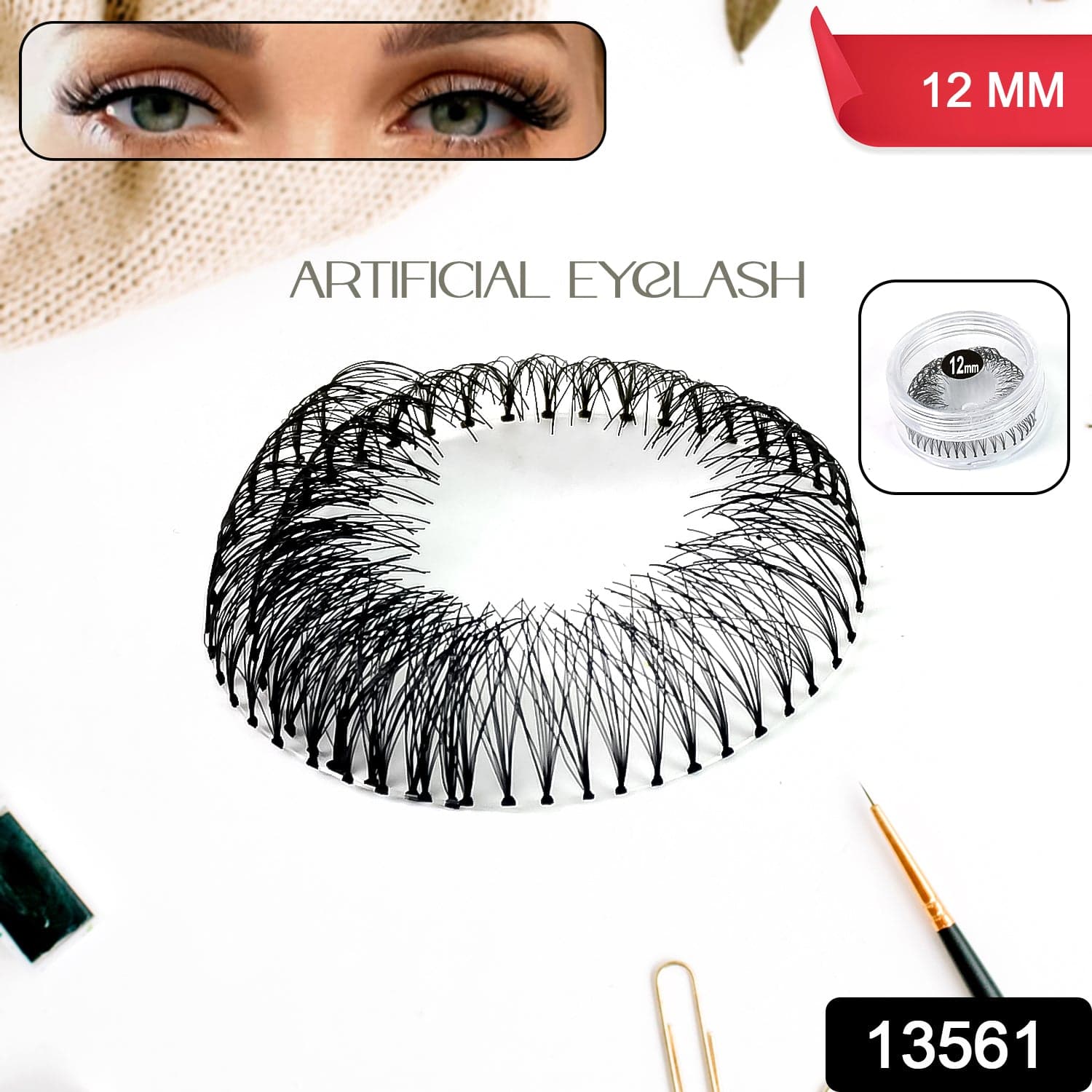 Artificial / Fake Eyelash Extensions Natural & Lightweight (1 Pc / 12 Mm) thumbnail 2