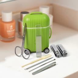 Manicure Kit, Pedicure Tools For Feet, Nail Clipper (8 Pcs Set / With Mini 4 Wheel Suitcase Trolley)