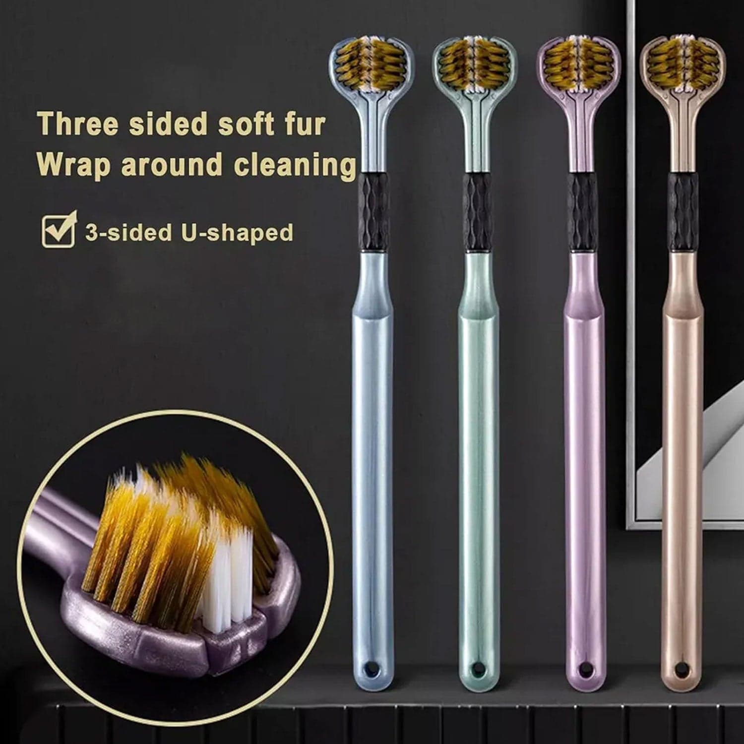 3 Sided Toothbrush, Soft Bristle Toothbrush (2 Pc Set) thumbnail 6