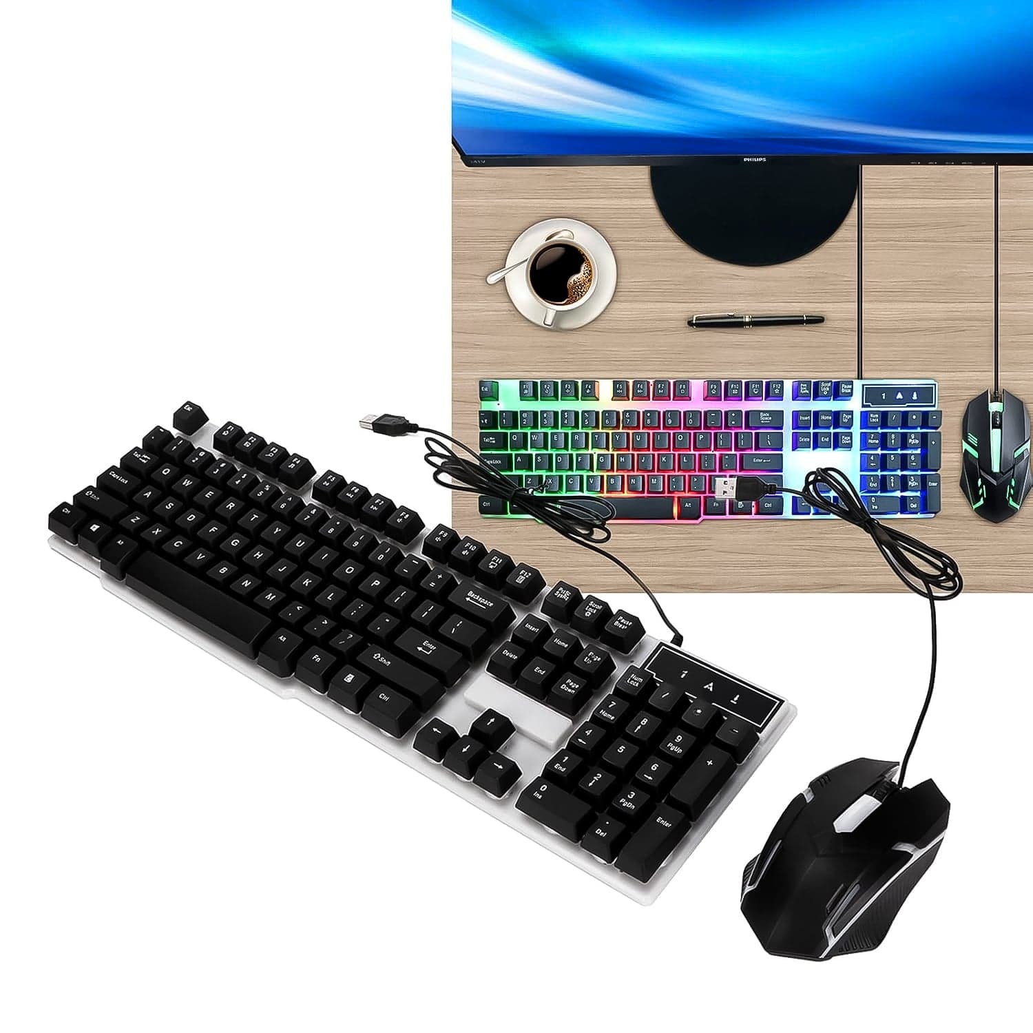 104 Key Colorful Lighting Keyboard Mouse Set (2 Pc Set) thumbnail 7