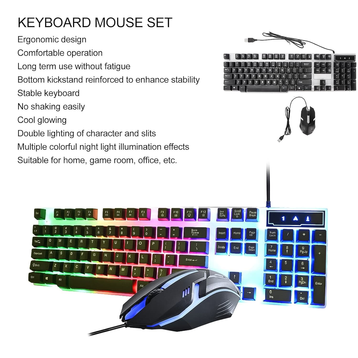104 Key Colorful Lighting Keyboard Mouse Set (2 Pc Set) thumbnail 8