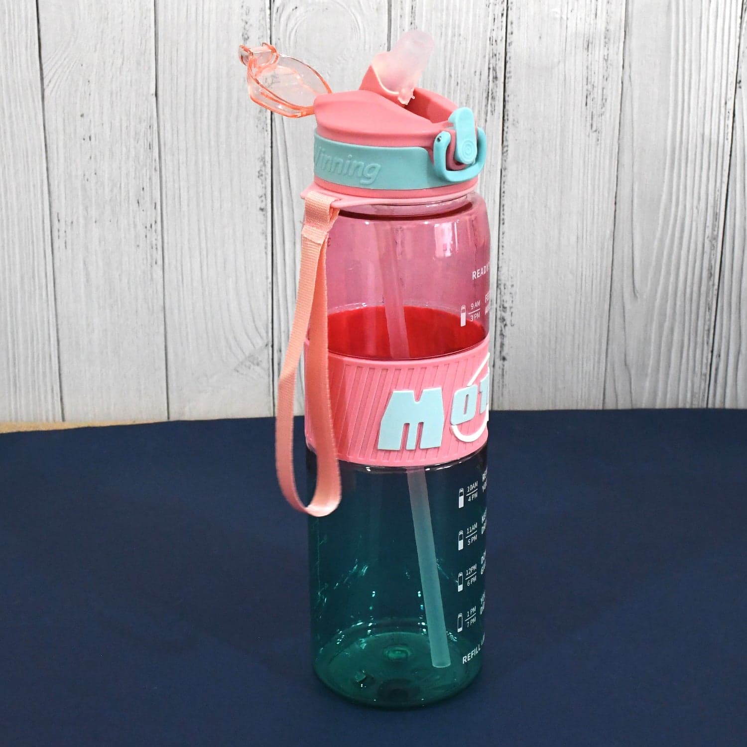 Plastic Water Bottle With Strap and Straw (1000 ML) thumbnail 1