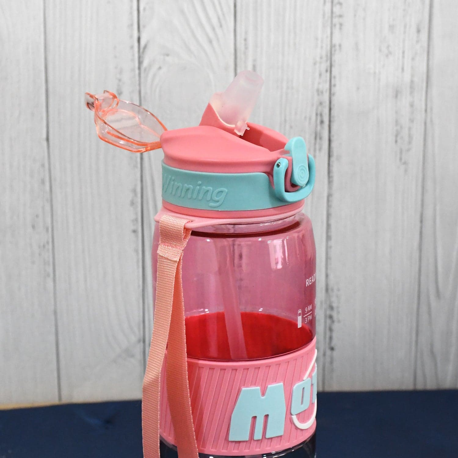 Plastic Water Bottle With Strap and Straw (1000 ML) thumbnail 4