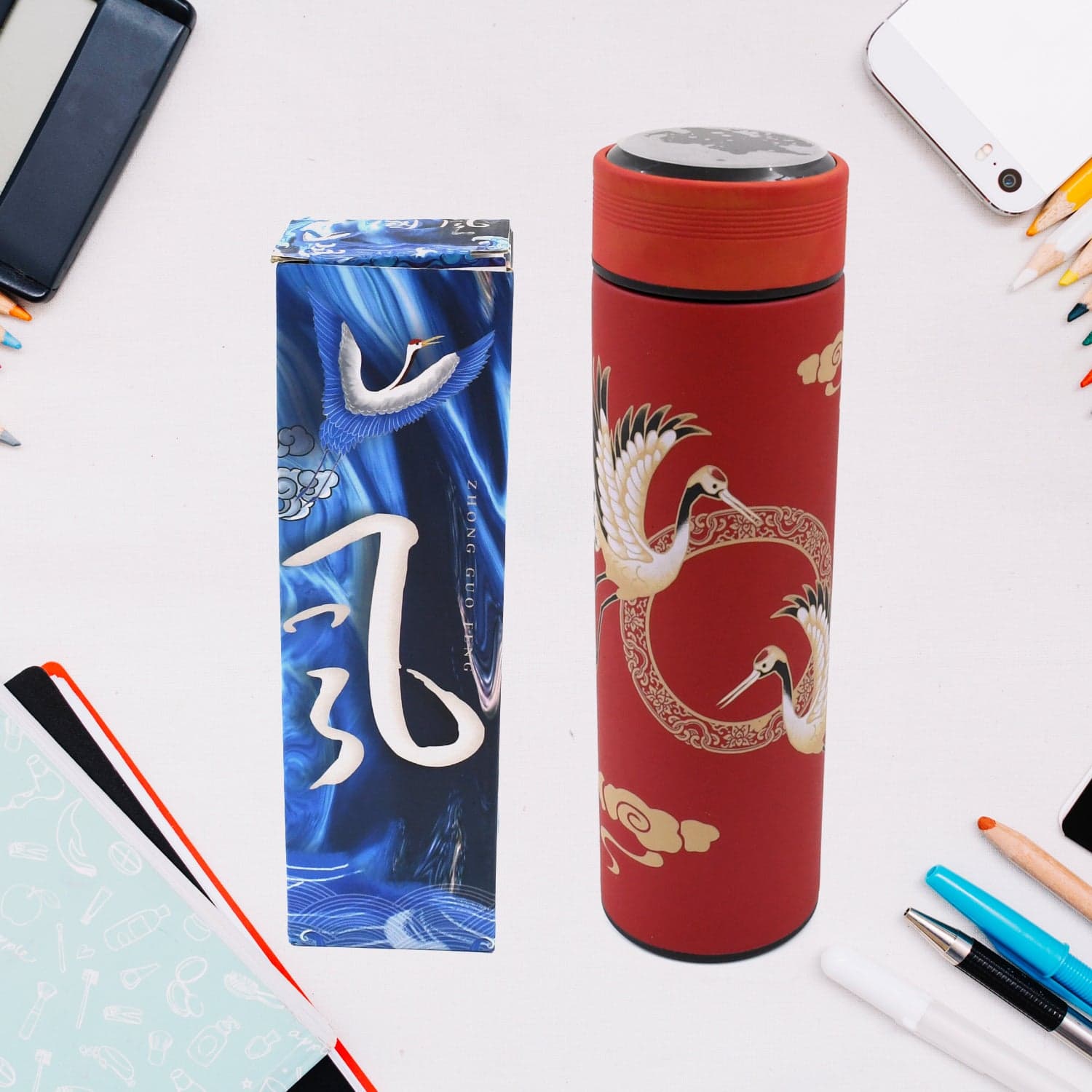 Printed Smart Vacuum Insulated Water Bottle with LED Temperature Display (1 Pc / 500 ML Approx / Multicolor) thumbnail 1