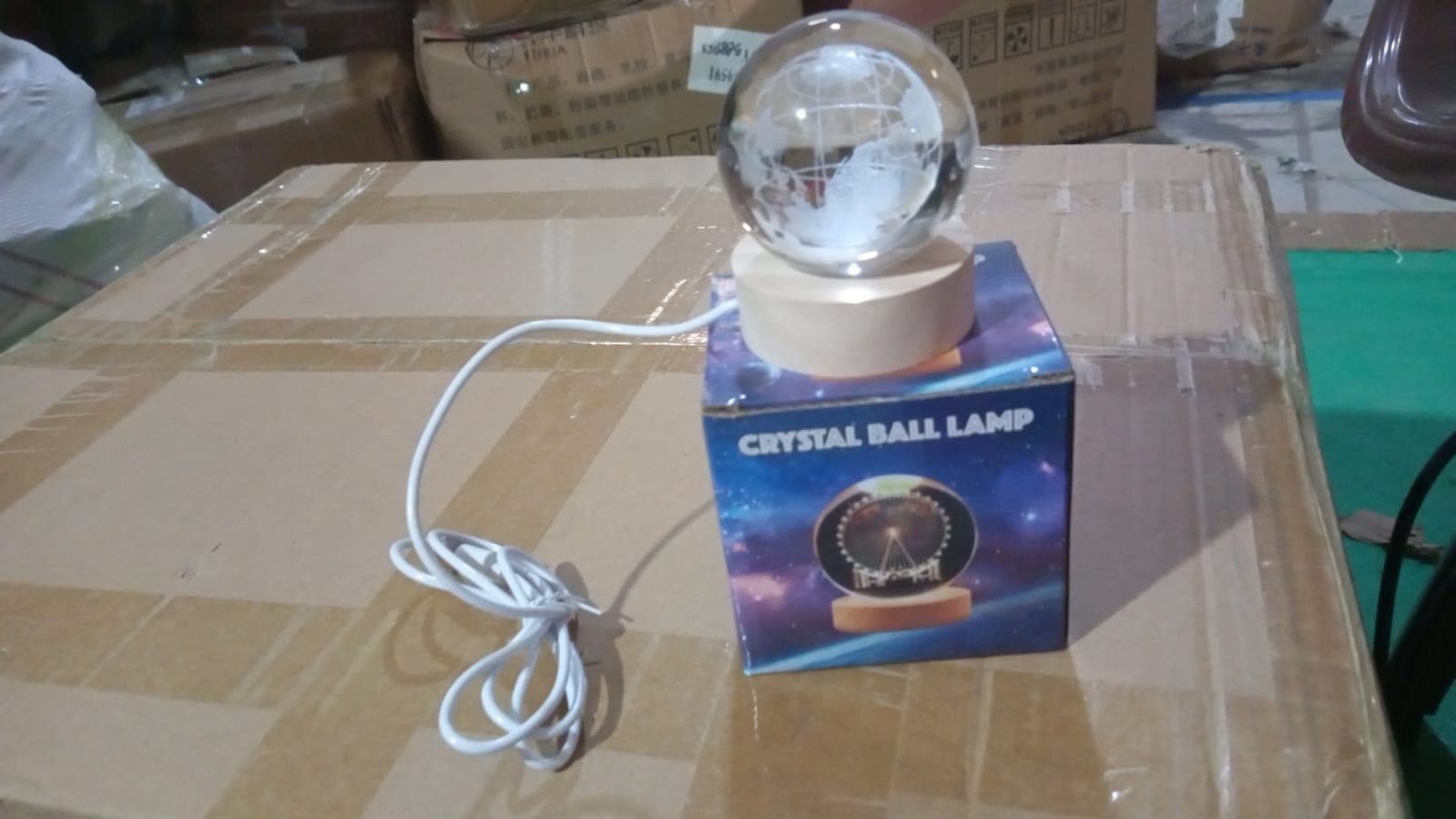 World 3D Crystal Ball lamps With Wood Base (1 Pc) thumbnail 7