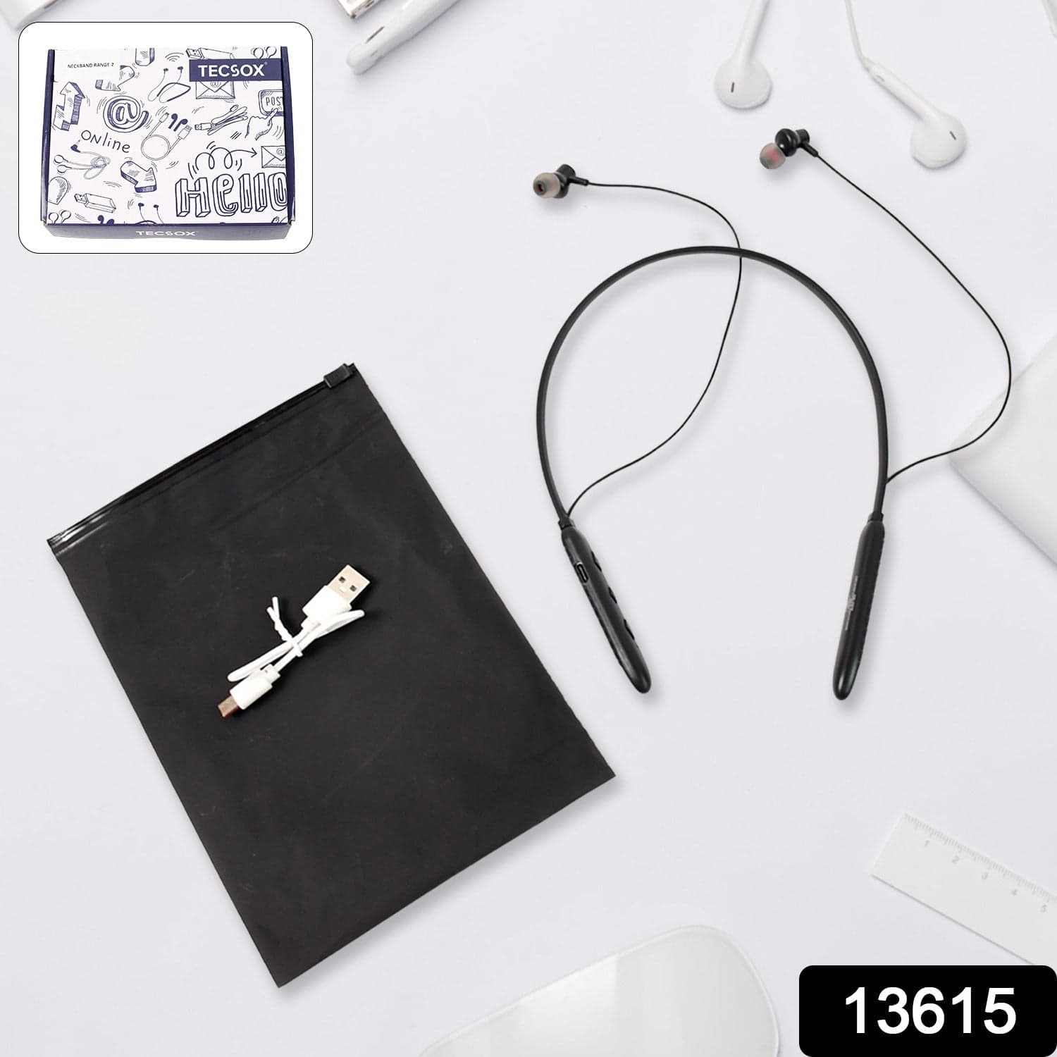 Bluetooth Wireless Neckband Earphones, 40H Playtime, IPX Water-Resistant, High Bass thumbnail 2