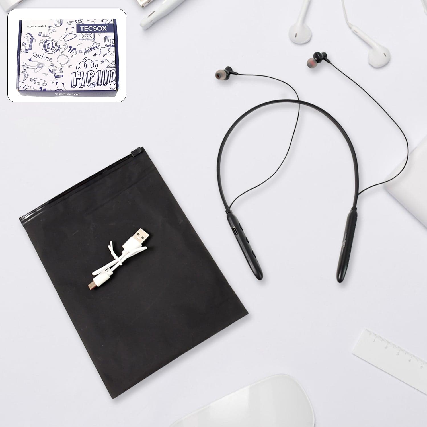 Bluetooth Wireless Neckband Earphones, 40H Playtime, IPX Water-Resistant, High Bass thumbnail 6
