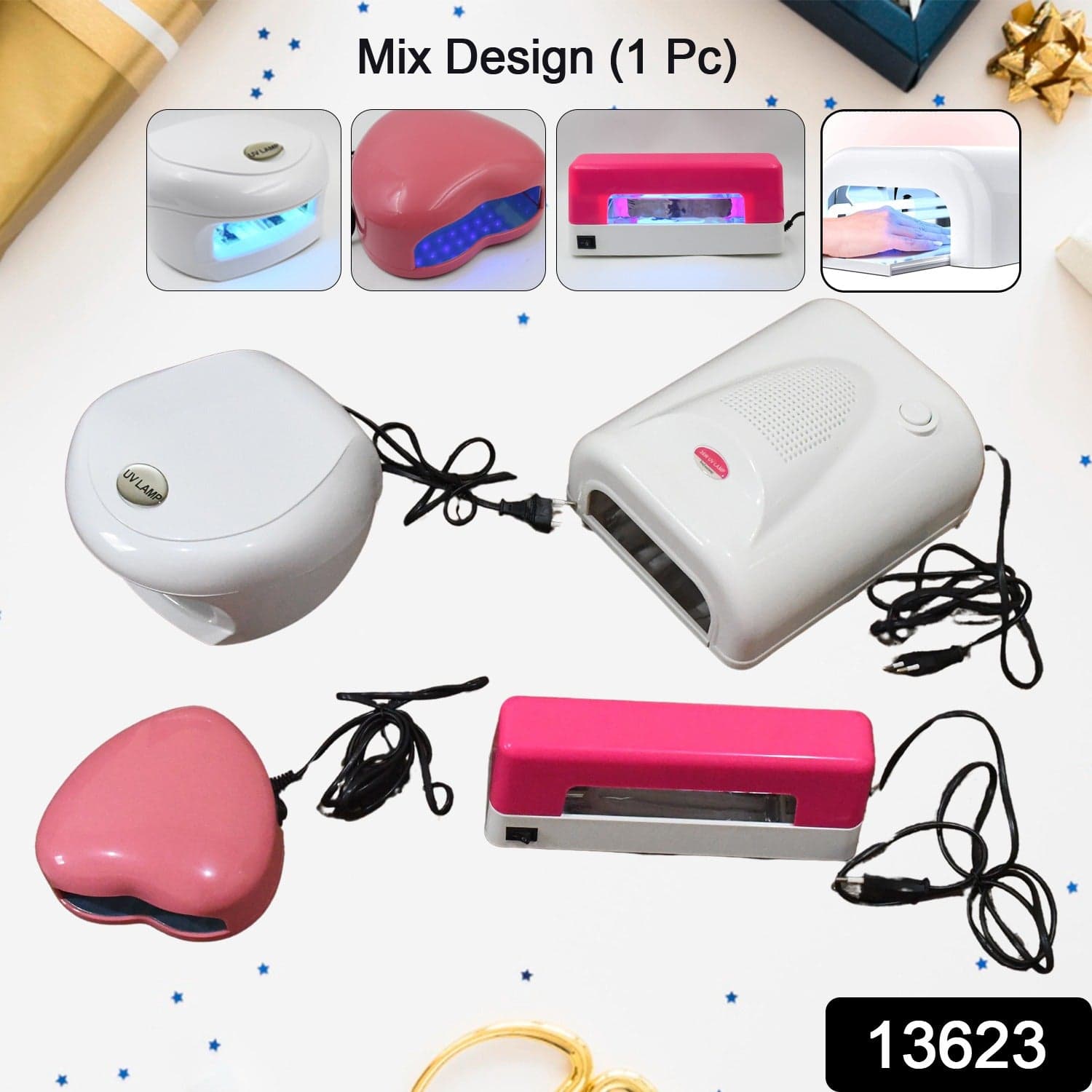 LED UV Lamp Nail Dryer Gel Nail Lamp Nail Polish Curing Lamp (1 Pc / Mix Design) thumbnail 2