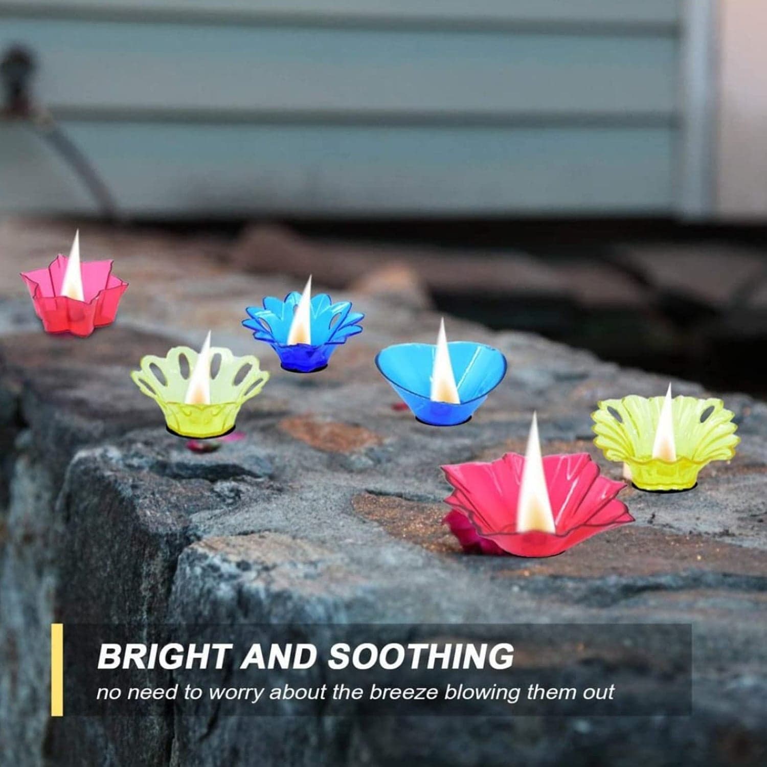 Colourful Reflection Diya Combo Plastic Candle Cup with Multi Shape, Diwali (12 Pcs Set) thumbnail 7
