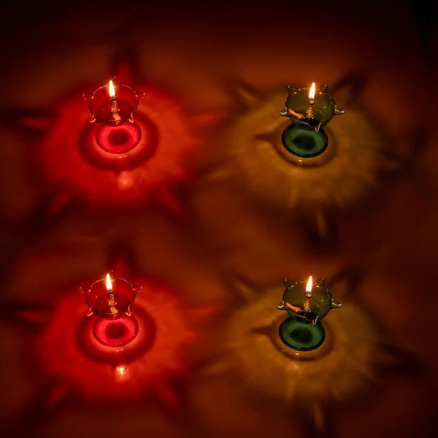 Colourful Reflection Diya Combo Plastic Candle Cup with Multi Shape, Diwali (4 Pcs Set) thumbnail 1