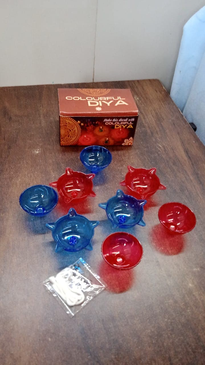 Colourful Reflection Diya Combo Plastic Candle Cup with Multi Shape, Diwali (4 Pcs Set) thumbnail 8