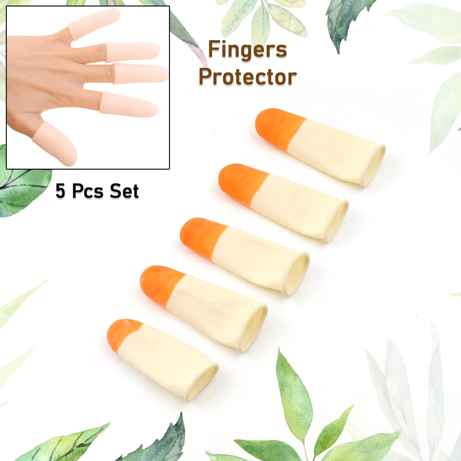 Finger Caps, Silicone Finger Protectors Sleeves (Finger Cots / 5 Pcs Set) thumbnail 1