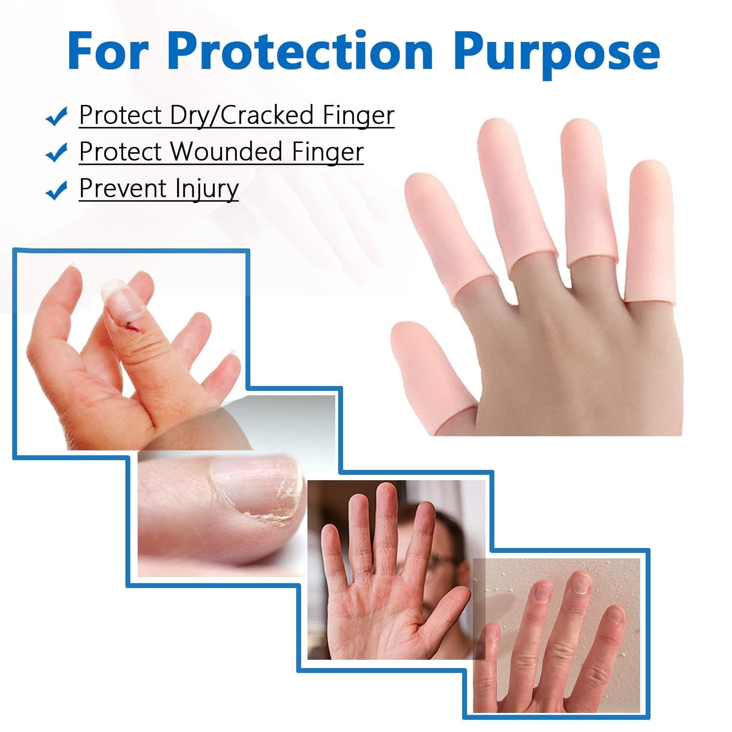 Finger Caps, Silicone Finger Protectors Sleeves (Finger Cots / 5 Pcs Set) thumbnail 3