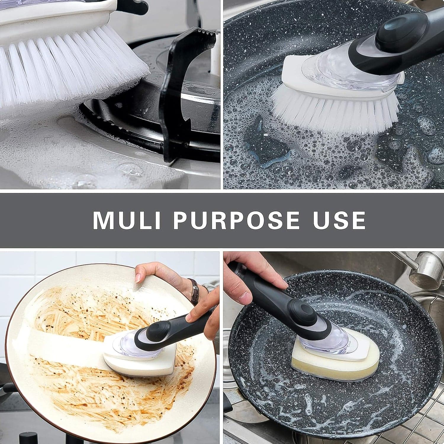 Dish Scrubber with Soap Dispenser, Soap Dispensing Dish Brush Set (1 Set) thumbnail 4