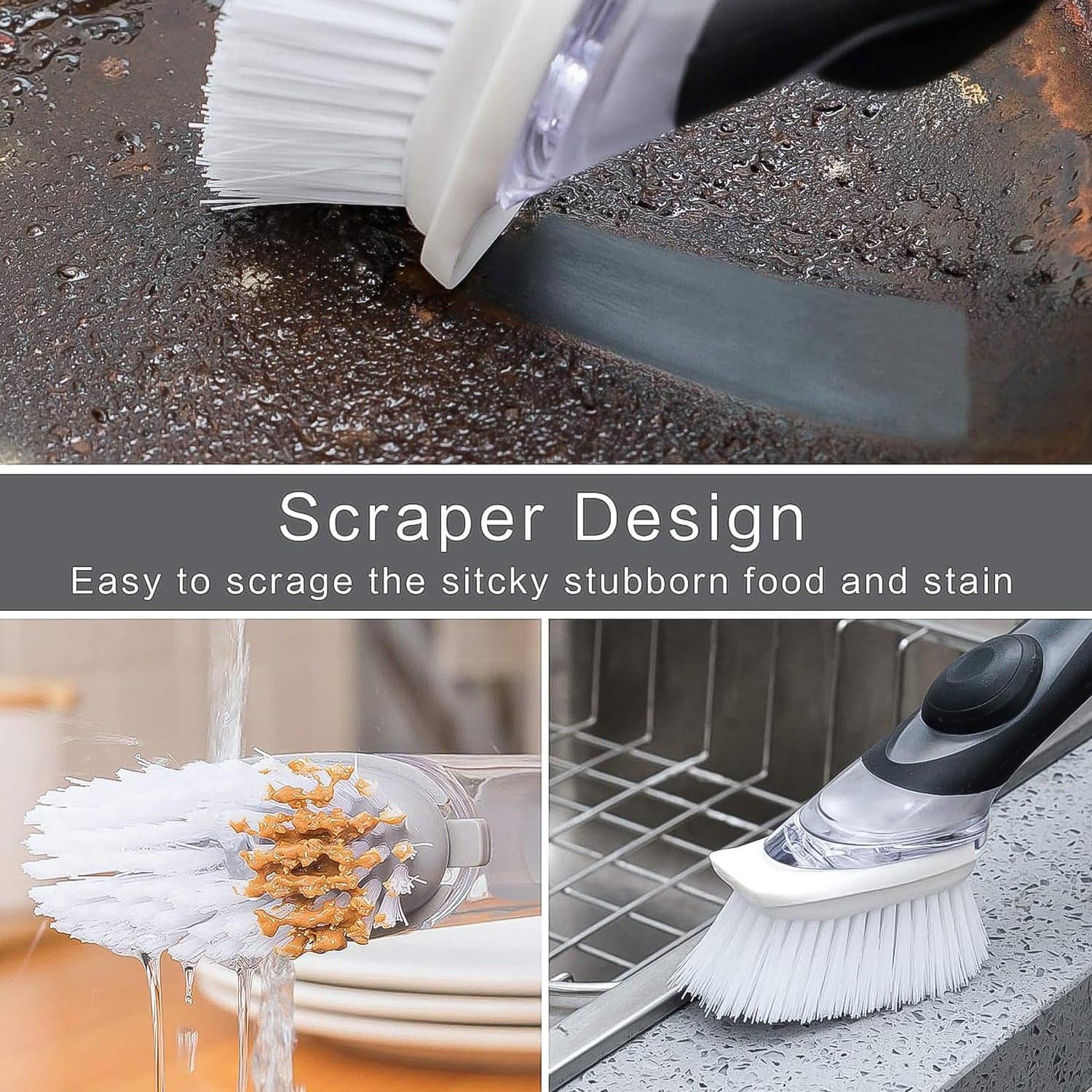 Dish Scrubber with Soap Dispenser, Soap Dispensing Dish Brush Set (1 Set) thumbnail 6