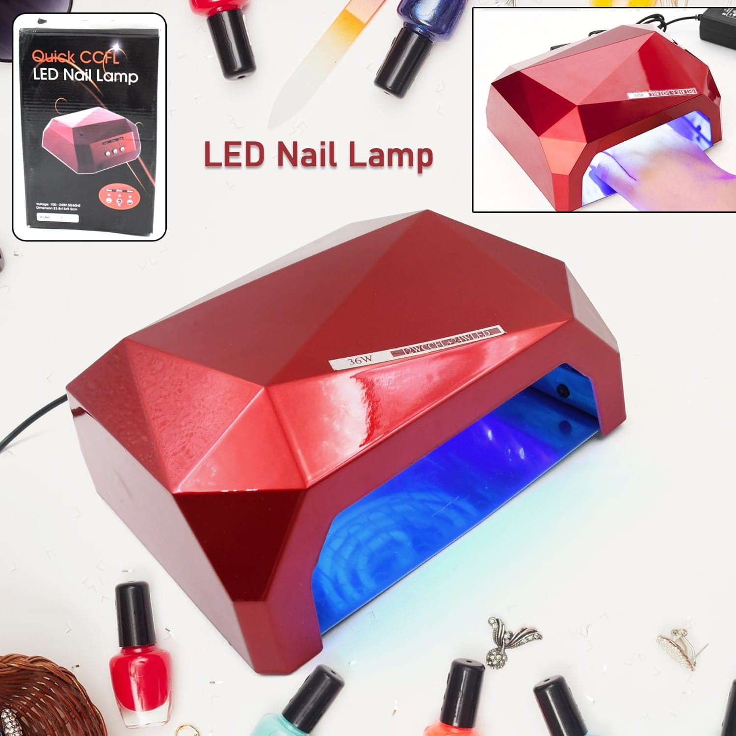 36W LED Nail Dryer, Curing Nail Polish UV Gel Diamond Shaped Nail Dryers (1 Pc) thumbnail 1