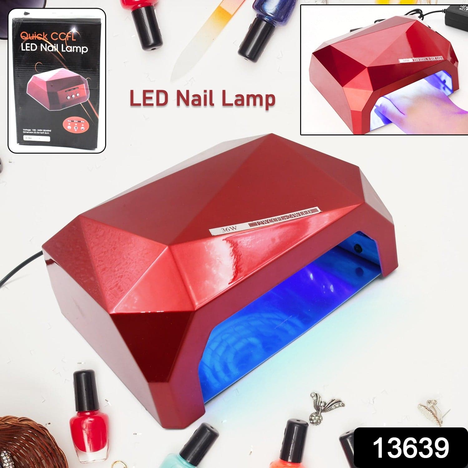 36W LED Nail Dryer, Curing Nail Polish UV Gel Diamond Shaped Nail Dryers (1 Pc) thumbnail 2