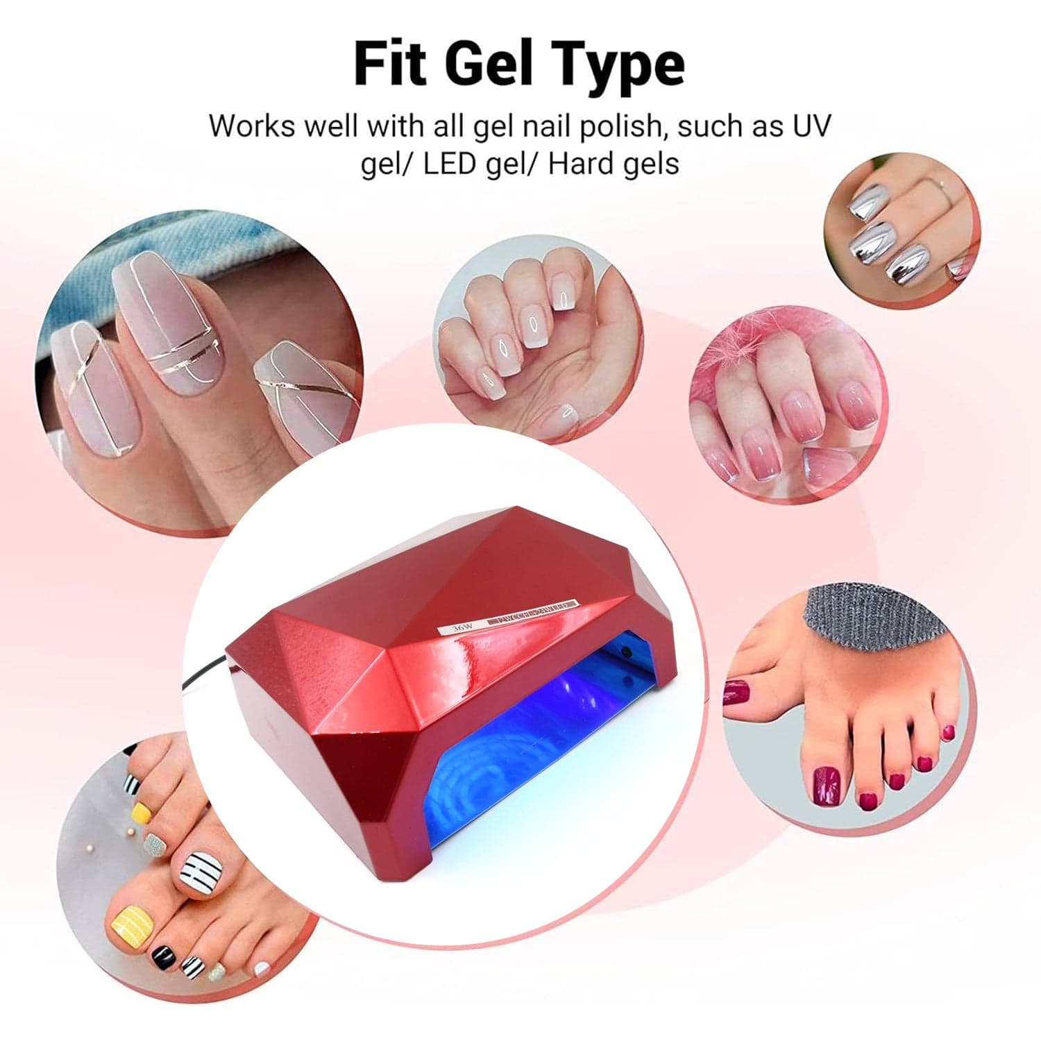 36W LED Nail Dryer, Curing Nail Polish UV Gel Diamond Shaped Nail Dryers (1 Pc) thumbnail 3