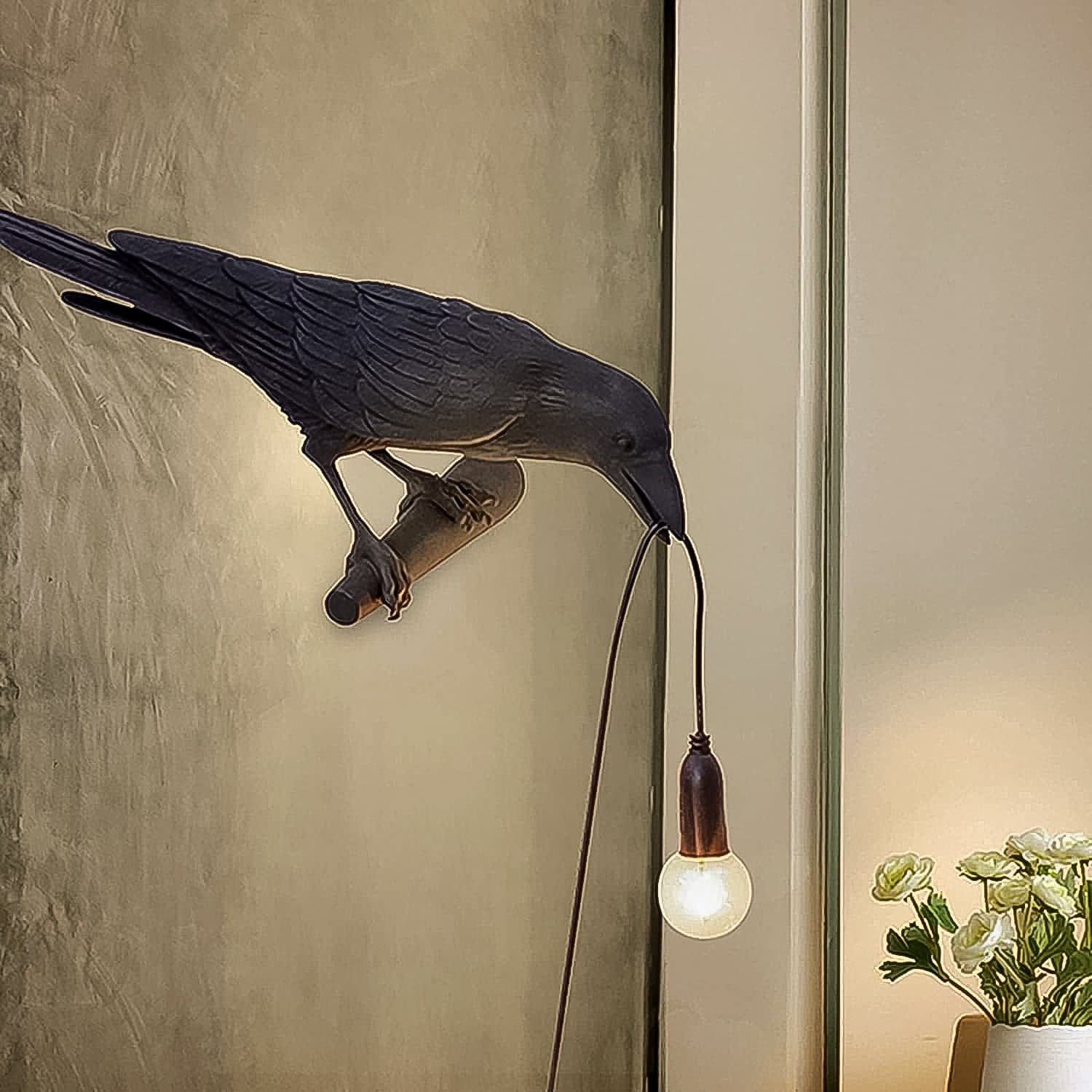 Crow Birds Table Lamps with Vintage Edison Bulb, Bird lamp (1 Set) thumbnail 3