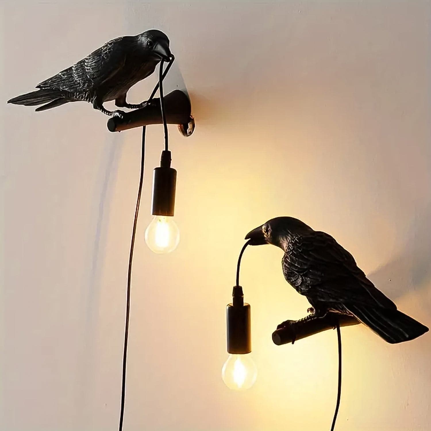 Crow Birds Table Lamps with Vintage Edison Bulb, Bird lamp (1 Set) thumbnail 7