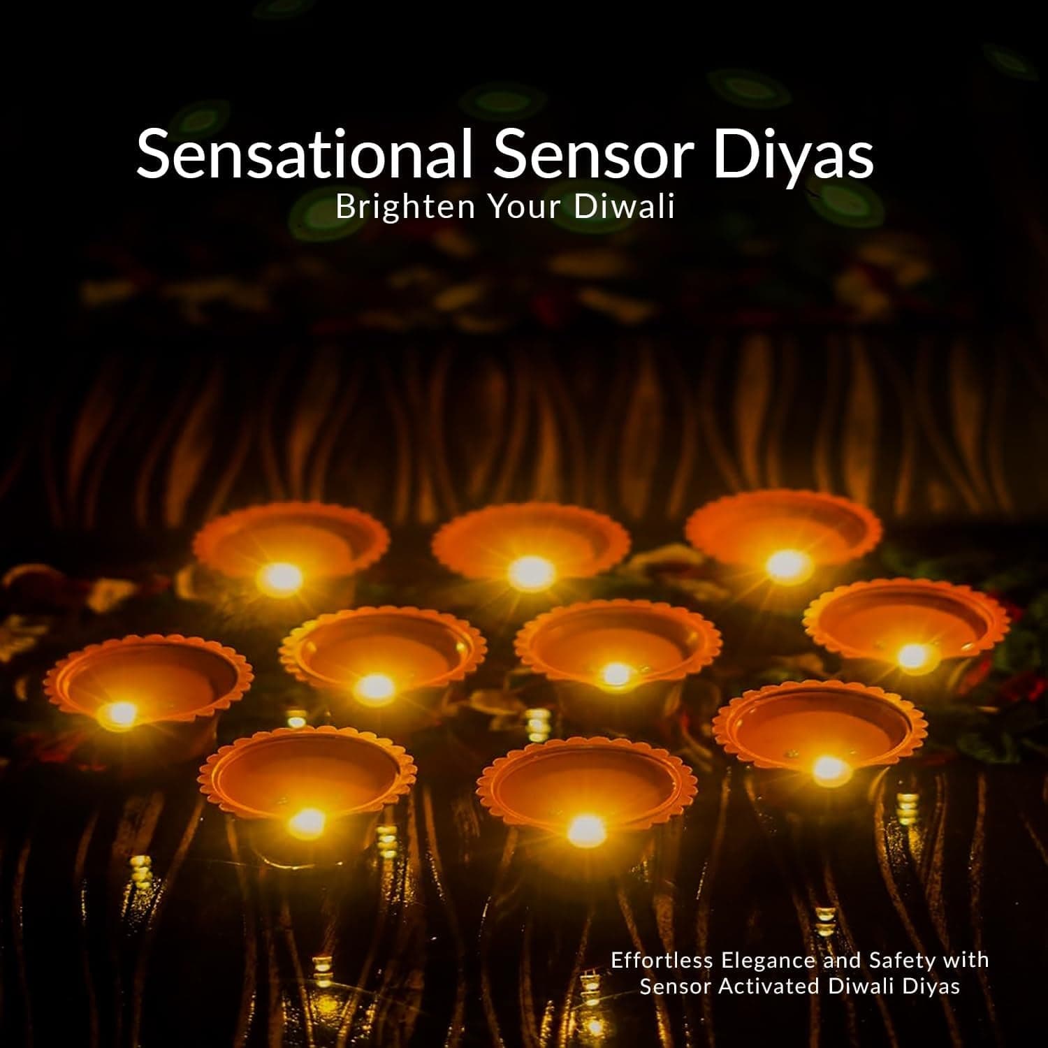 Water Sensor Diyas for Diwali Decoration, Diwali (12 Pcs Set) thumbnail 3