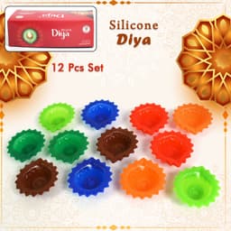Silicone Diya for Diwali Attractive Design Colourful Diya Combo, Diwali (12 Pcs Set)