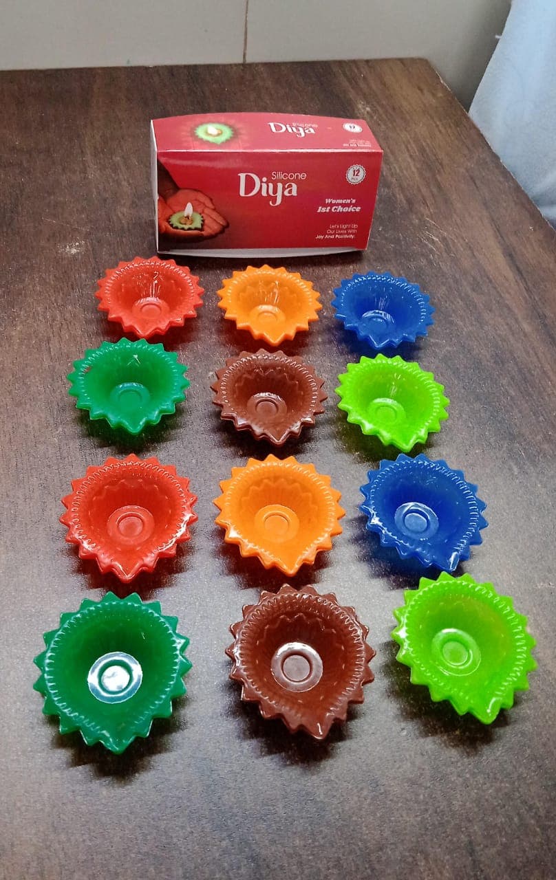 Silicone Diya for Diwali Attractive Design Colourful Diya Combo, Diwali (12 Pcs Set) thumbnail 9