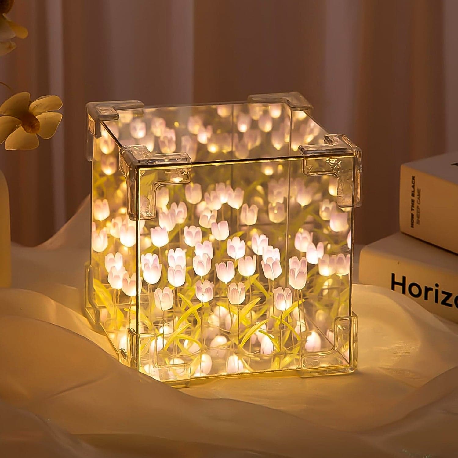 Cube Tulip Night Lamp | Led Decorative Nights Lamp (Multicolor & Design / 1 Set) thumbnail 1