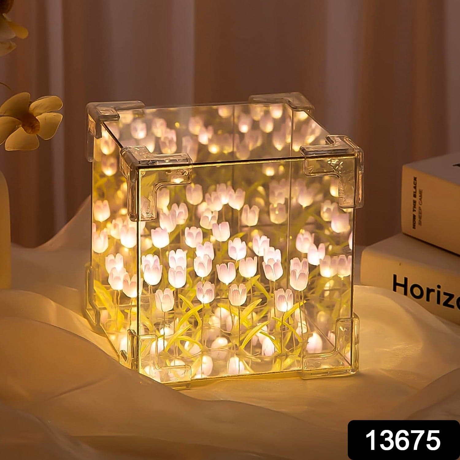 Cube Tulip Night Lamp | Led Decorative Nights Lamp (Multicolor & Design / 1 Set) thumbnail 2