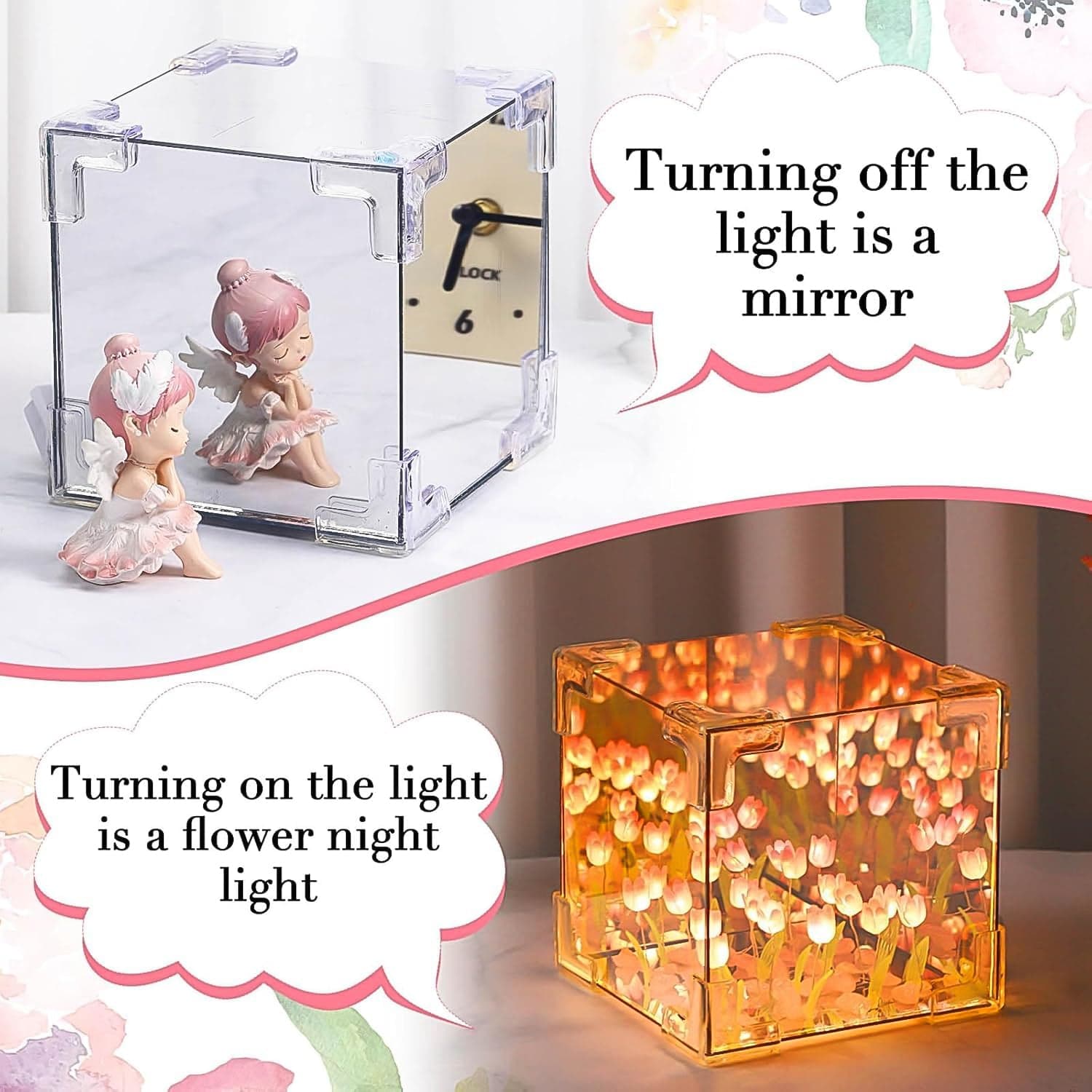 Cube Tulip Night Lamp | Led Decorative Nights Lamp (Multicolor & Design / 1 Set) thumbnail 3