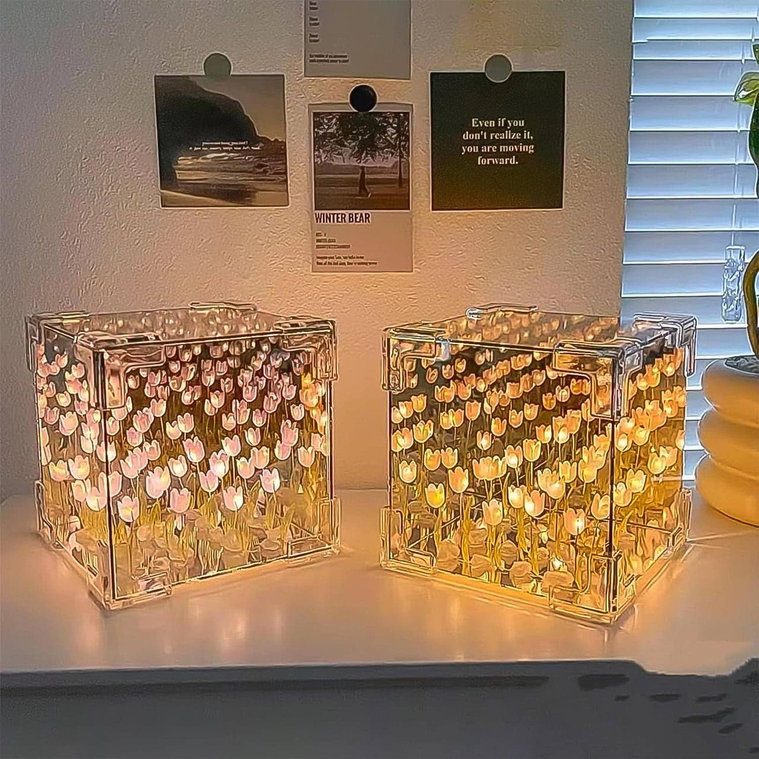 Cube Tulip Night Lamp | Led Decorative Nights Lamp (Multicolor & Design / 1 Set) thumbnail 4